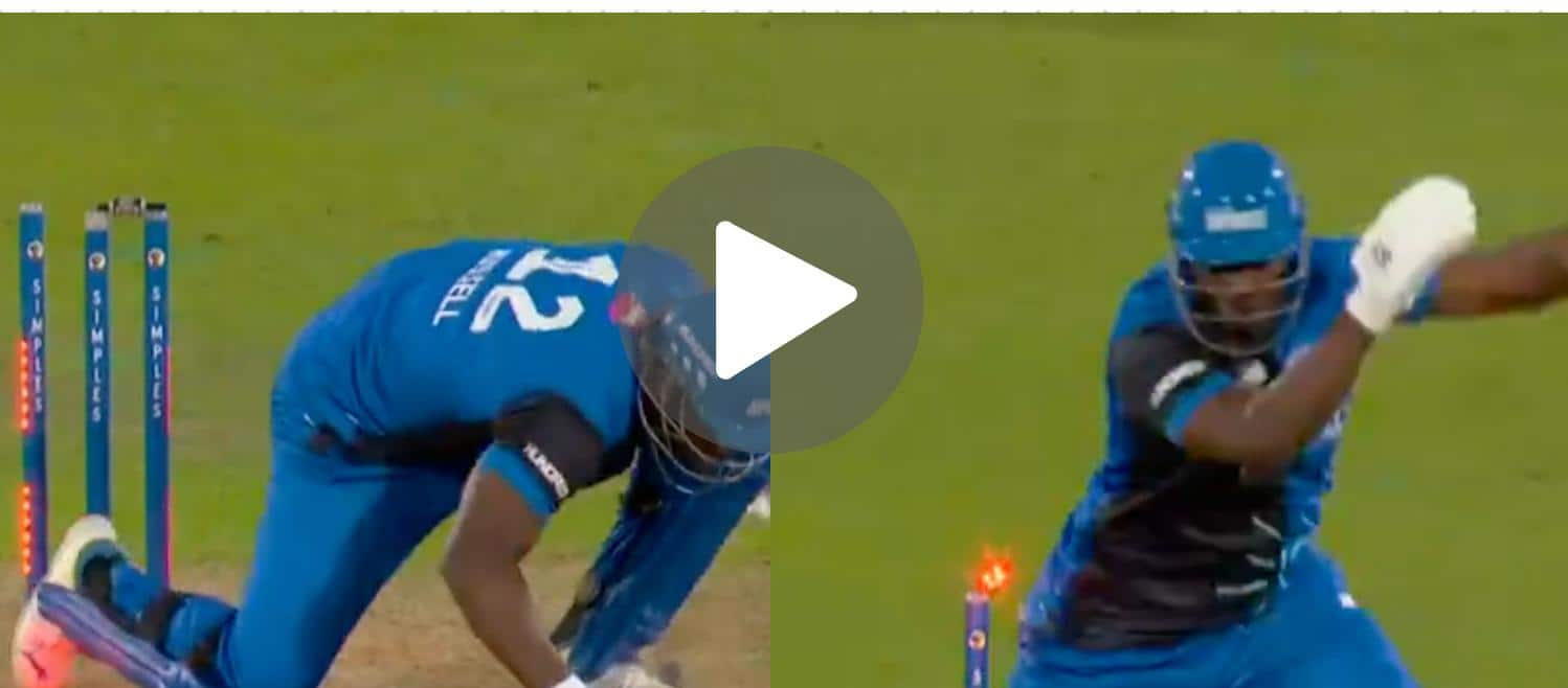 [Watch] Luke Wood's Brilliant Slower Delivery Brings Andre Russell Down On His Knees